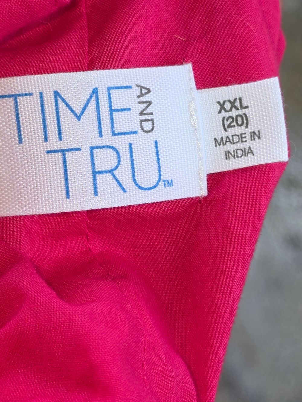 Time and Tru Hot Pink V-Neck Tie Shoulder Mini Dress Casual Cinch Waist XXL 20 - Picture 5 of 6